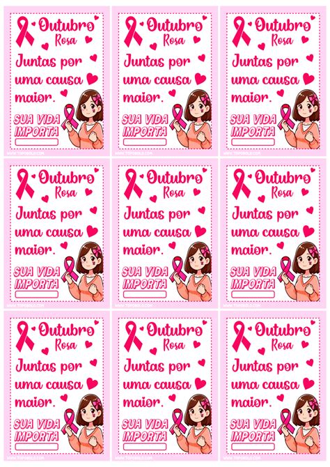 Cartãozinho outubro rosa pronto para imprimir mimos para clientes de