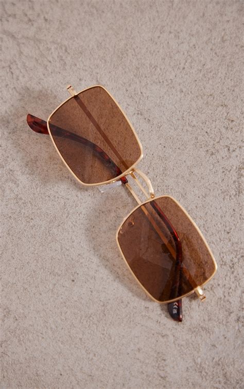 Gold Square Frame Retro Sunglasses | Accessories | PrettyLittleThing USA