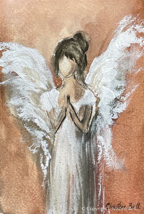 original angel painting spiritual fine art clear block frame gift home