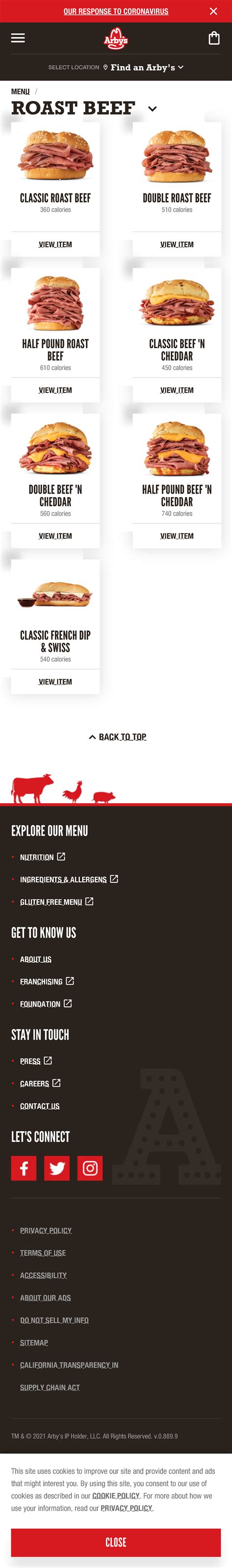 Roast Beef and More Arby's Menu - MENU / CLASSIC ROAST BEEF 360