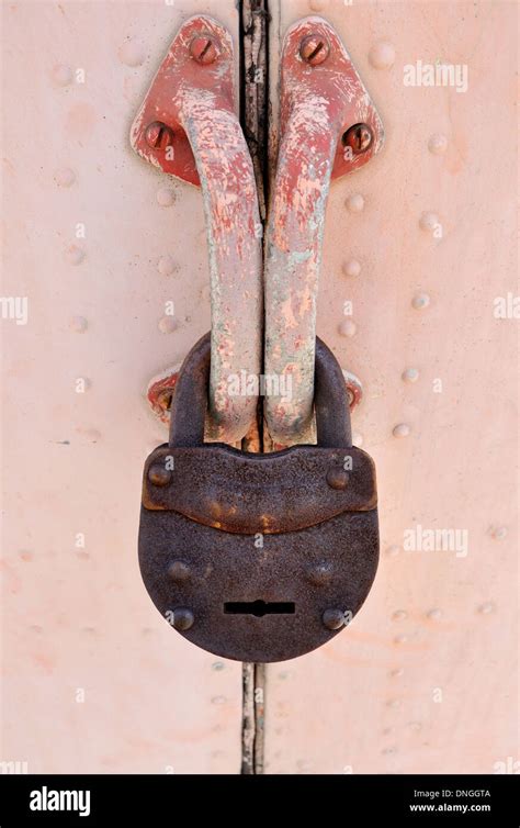 big padlock on a door Stock Photo - Alamy