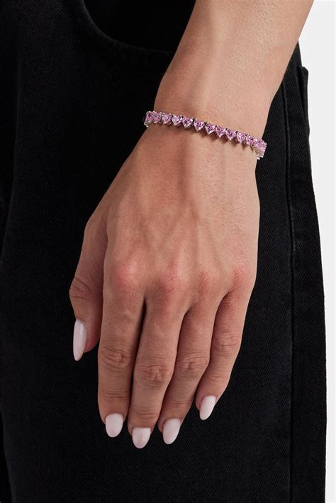 Pink CZ Heart Tennis Bracelet - 5mm | Womens Bracelets | Shop Tennis
