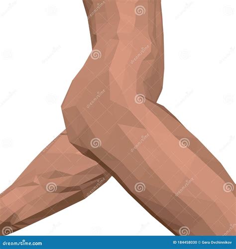 Torso of a Naked Running Girl. Low Polygonal Body of a Girl. Side View