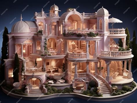 Premium AI Image | arafed model of a large pink mansion with a