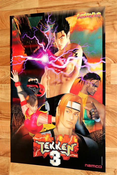 tekken   rare double sided poster xcm playstation