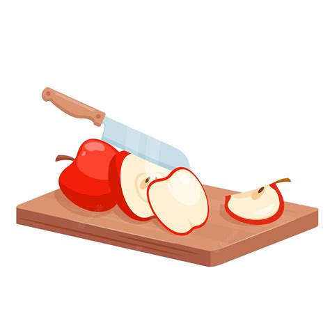 premium vector cut apple  pieces cartoon  chop  chef knife