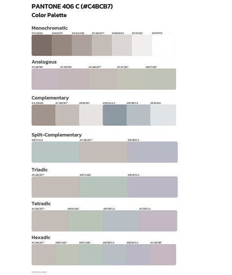 PANTONE 406 C color palettes - colorxs.com