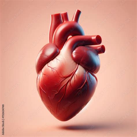 diagram showing human heart  renders realistic anatomy human organ