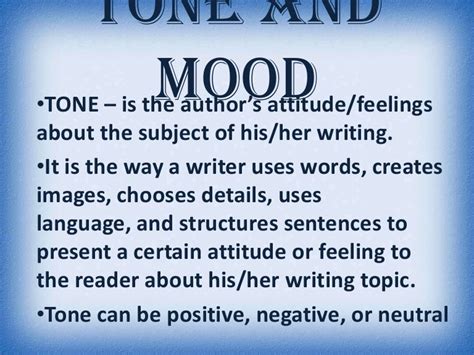 Tone And Mood