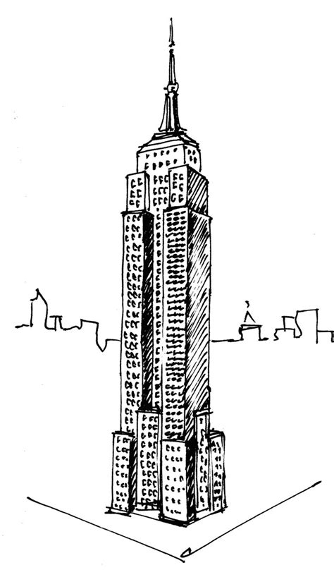 empire state building new york city black line sketch mwoodpen.com # ...