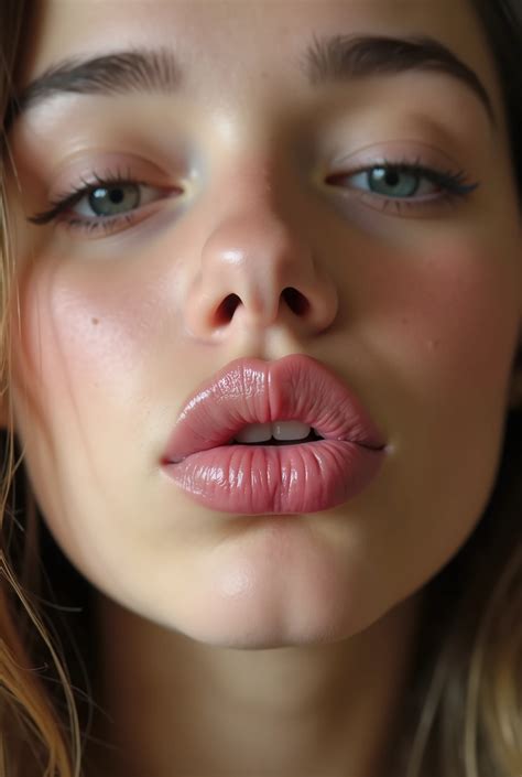 A close up of a woman with a pink lip and a black background - SeaArt AI