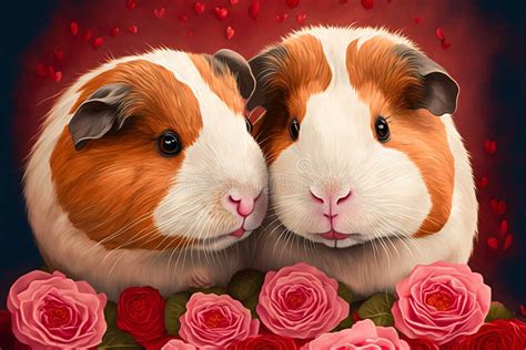 Valentines Day Cuddling Animals - Guinea Pig Couple3 (Generative AI ...