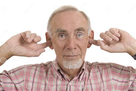 Senior man blocking ears stock photo. Image of white, deaf - 8418804