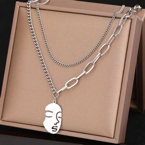 Стильная двойная цепочка с подвеской из нержавеющей стали Stainless ...