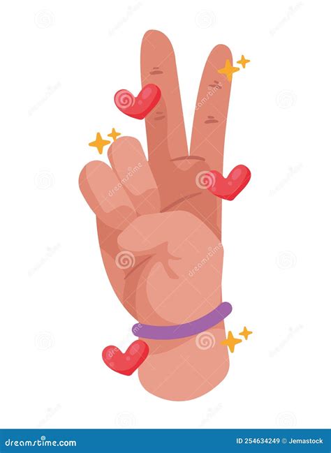 Hand peace and love symbol stock vector. Illustration of culture