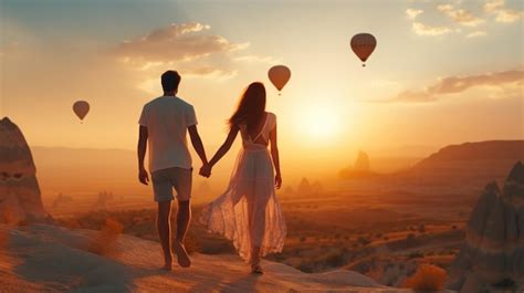 Premium AI Image | Kapadokya with flying air balloons Illustration AI ...