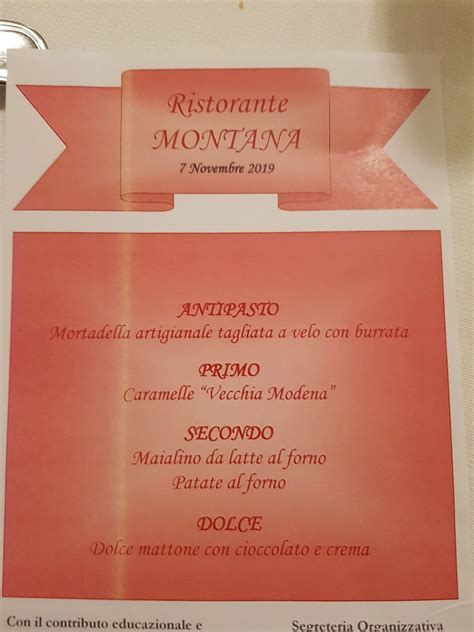 Menu at Ristorante Montana, Fiorano Modenese