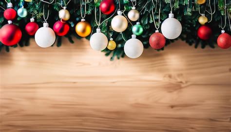 Premium AI Image | Christmas tree balls hanging from ceiling as ...