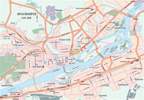 Красноярск на карте мира / Подробные карты Красноярска / Карта отелей