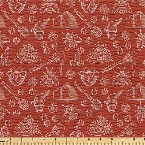 ambesonne honeycomb fabric   yard upholstery honey bees