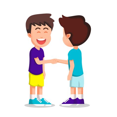 a boy shaking hands with his friend 15841040 Vector Art at Vecteezy