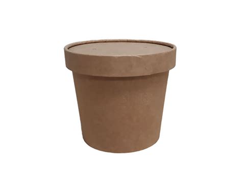 Контейнер картонный круглый Round Bowl с крышкой крафт 400мл 95x90мм ...