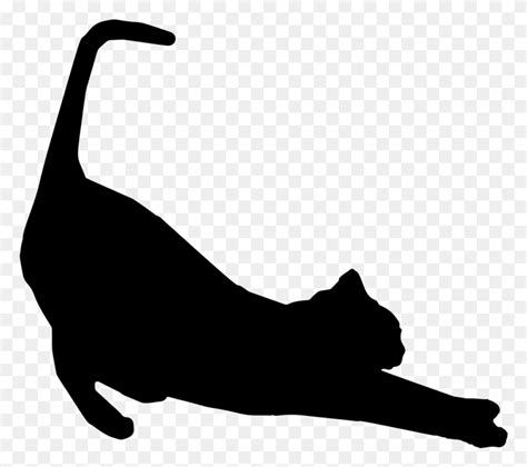 Stretching Cat Silhouette - Cat Silhouette PNG - FlyClipart