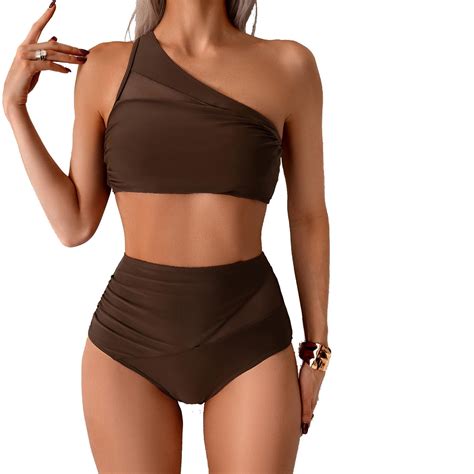 UTSJKR Women's Bikini Sets One Shoulder Two Piece Swimsuit High Waisted