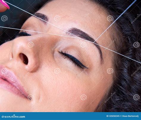 Woman On Facial Hair Removal Threading Procedure Royalty-Free Stock ...