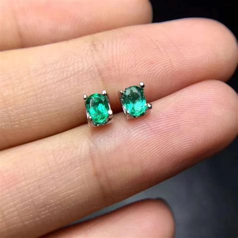 natural green emerald 3*4mm Small stud earrings Natural gemstone ...