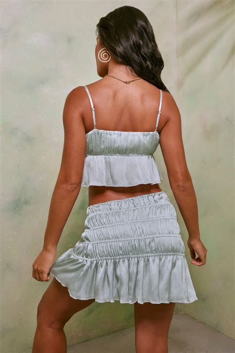 Dina Shirred Tie Up Front Crop …