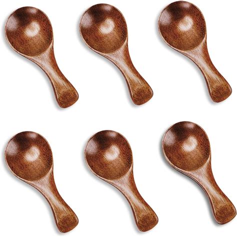 Hefild 6PCS Small Wooden Spoons, 3.2 Inch Small Serving Spoons, Brown