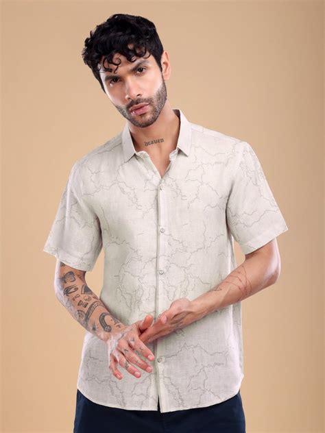 dusty beige marble linen shirt pure linen comfort clohi