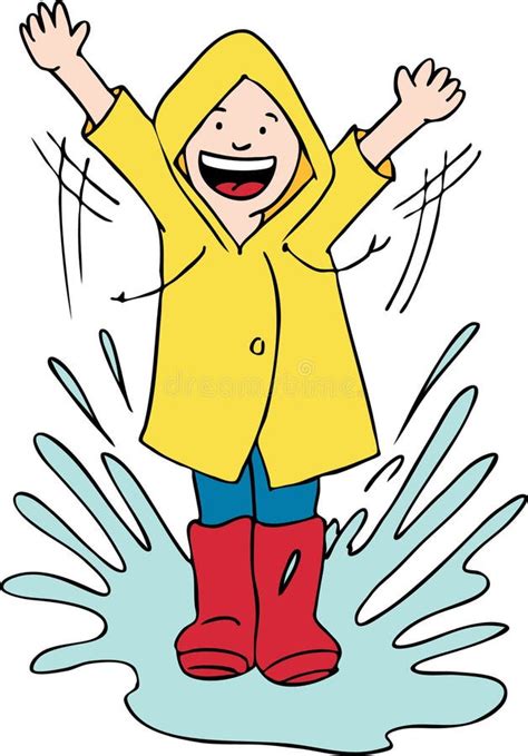boy splashing  puddle stock vector illustration  child