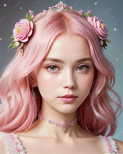 Premium AI Image | Beautiful girl princess pink dress and hair