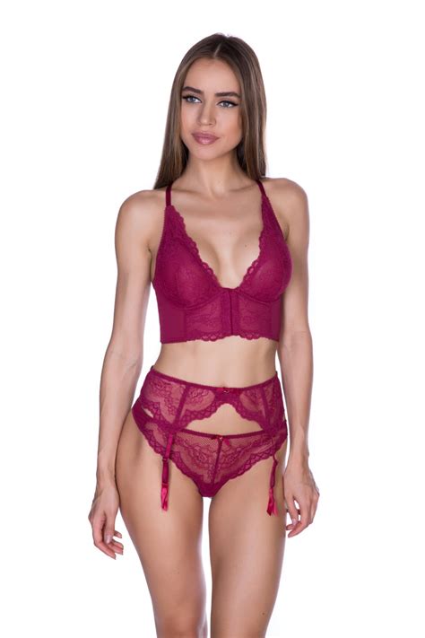 Пояс для чулок узкий бордовый с кружевом GOSSARD SUPERBOOST LACE ...