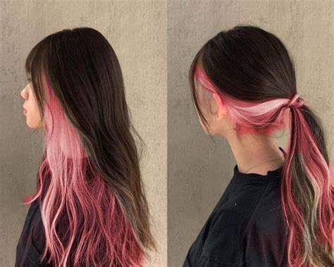 Pink under dyed hair colour – Artofit