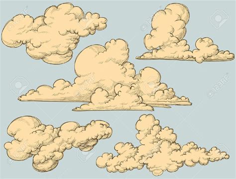 Vintage clouds | Cloud drawing, Cloud art, Cloud vector