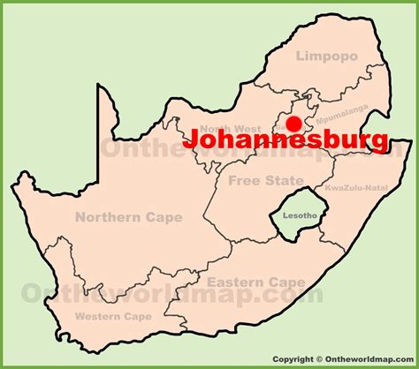 Johannesburg location on the South Africa Map