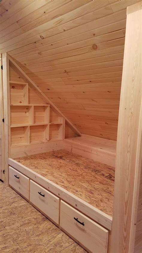 Attic bedrooms, Built in bed, Attic remodel