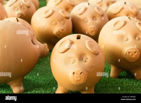 group   money saving pigs finance concept stock photo alamy