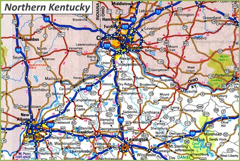 Map of Northern Kentucky - Ontheworldmap.com