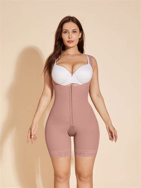 Women's Open Bust Shapewear Tummy Control Body Shaper - RosyBrown-ChicCurve