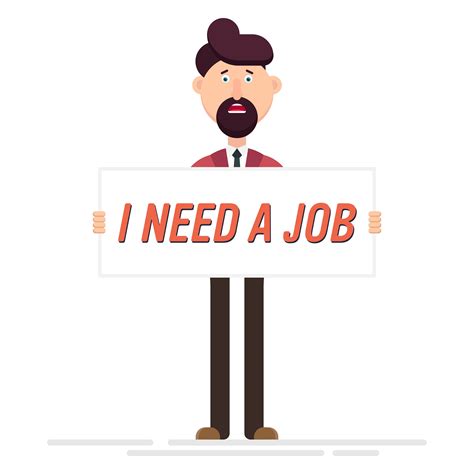 Sad unemployed man holds a banner 1263567 Vector Art at Vecteezy