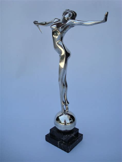 Art Deco Salome Nude Woman Silvered Bronze Sculpture, Sibylle May