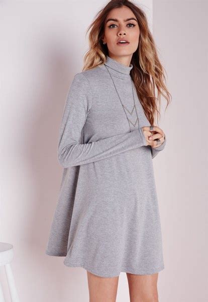 Платье AliExpress VICER Autumn Women Solid Gray Long Sleeve Turtleneck ...