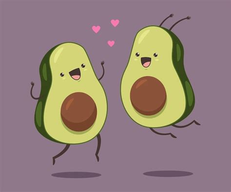 Premium Vector | Cute avocado couple with hearts.