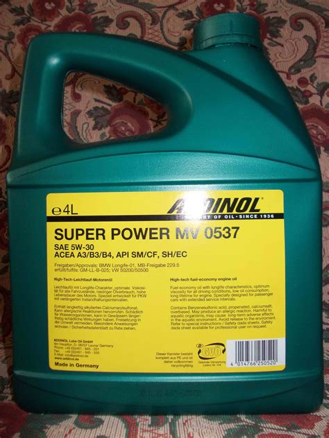 Addinol Super Power MV 0537 5W-30 (A3/B3/B4; SM/CF; BMW LL-01; MB 229.5 ...