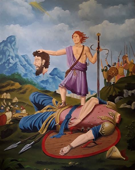 David and Goliath - oil painting by Michel Raad Harrymatestudios ...