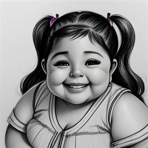 Chubby latina is smiling , Pencil Sketch - Arthub.ai